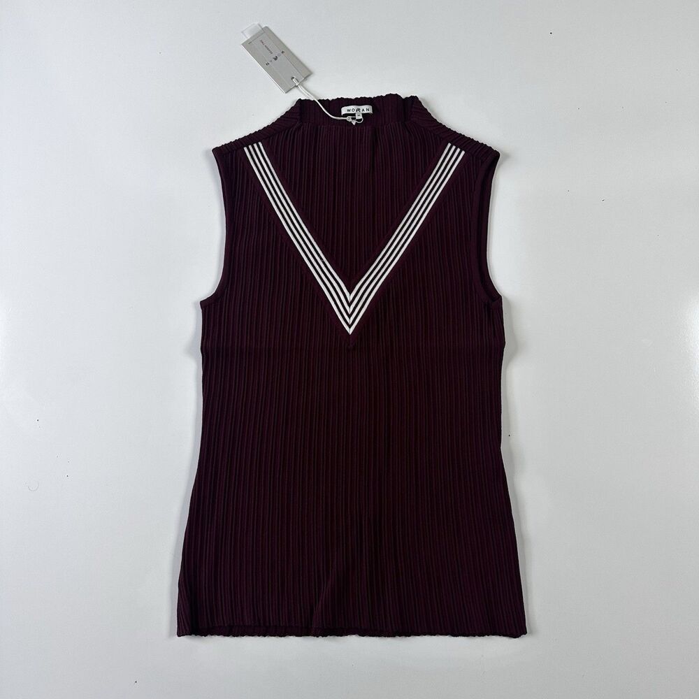 NEW Malbon Golf Ace Sleeveless Mockneck Women's Shirt Top Color Port Size M